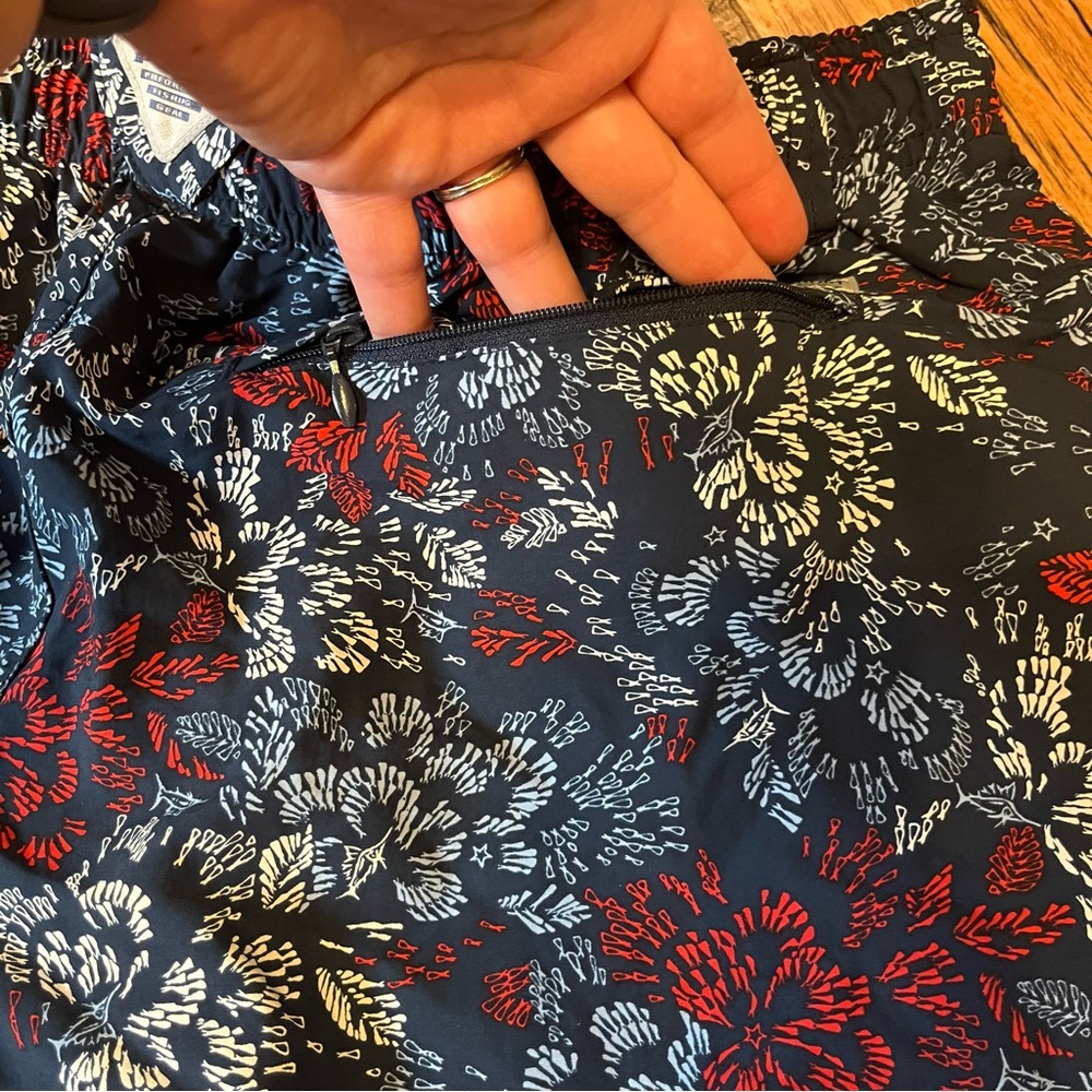 Columbia Floral Women's Athletic Shorts - Blue and Red - Picture 6 of 8